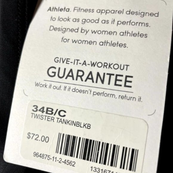 NWT! Athleta black Twister Tankini Top - Picture 8 of 8